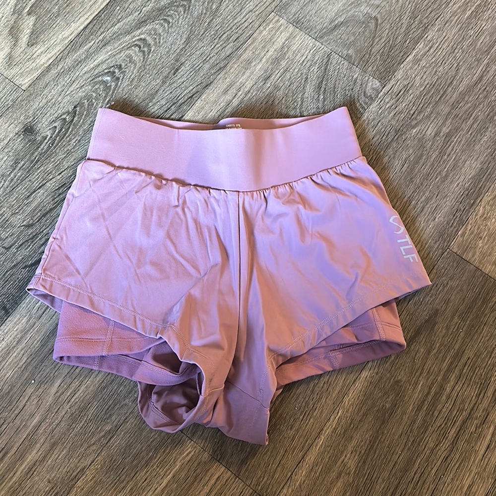 TLF workout running shorts, mauve/pink, worn once. SIZE XS